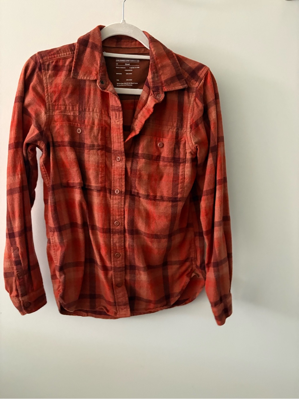 REI Orange Plaid Button-Down Shirt